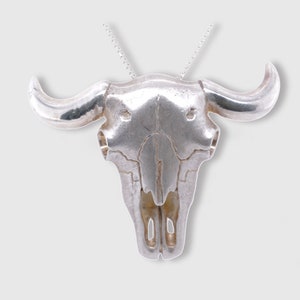 Sterling Silver Wild Bison Skull Pendant by Ellie Thompson