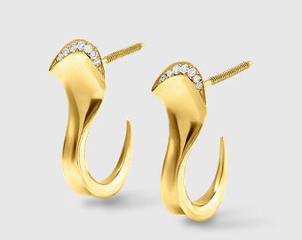 Couture, Contemporary Rhea Platinum and Natural Yellow Diamond Earrings by Ashley Childs, elkandhammer.com