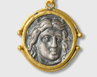 Apollo, God of Fine Arts & Music with Apollo's Rose on Back, 24K and Sterling Silver, Greek Mythology, Gods and Goddesses