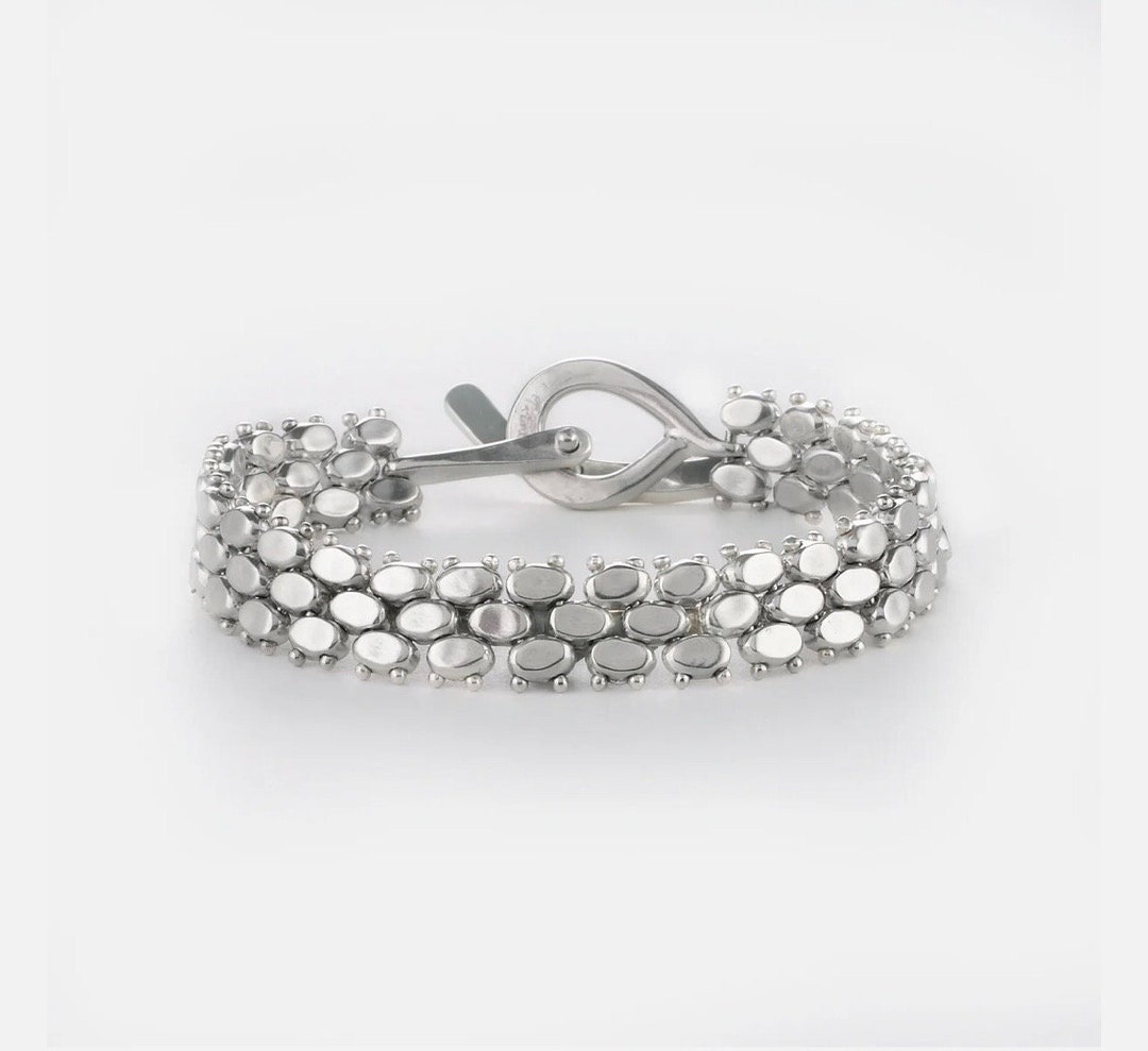 Sterling Silver Stream Bracelet by Jill Platner, 1” X 7”, W Sterling Silver Stream Bracelet by Jill Platner, 1” X 7”, W