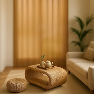 Natural rattan coffee table – Zen elegance and clean design
