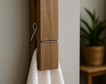 Handtuchhalter aus Holz zur Wandmontage – Riesen-Wäscheklammer-Handtuchhalter 30 cm
