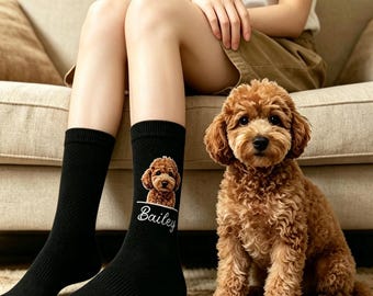 Custom Pet Photo Socks, Personalized Dog Face Cotton Socks, Animal Lover Gift