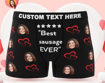 Custom Men's Face Boxer Briefs Best Sausage Ever Personalized Funny Valentine's Day Gift for Him