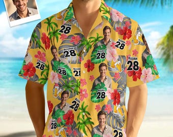 Custom Birthday Hawaiian Shirt Personalized Number & Face Print Shirt