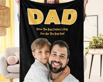 Custom Photo Blanket Portrait Photo Blanket Gifts for Dad