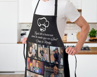 Custom Text Photo Apron Personalized Family Collage Chef Present Meaningful Cooking Gift BBQ Grill Accessory