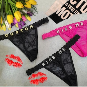 Custom Lace Thongs G-strings With Jewelry Crystal Letter