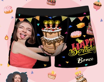 Custom Face & Name Happy Birthday Men's All-Over Print Boxer Briefs Perfect Birthday Gift for Him