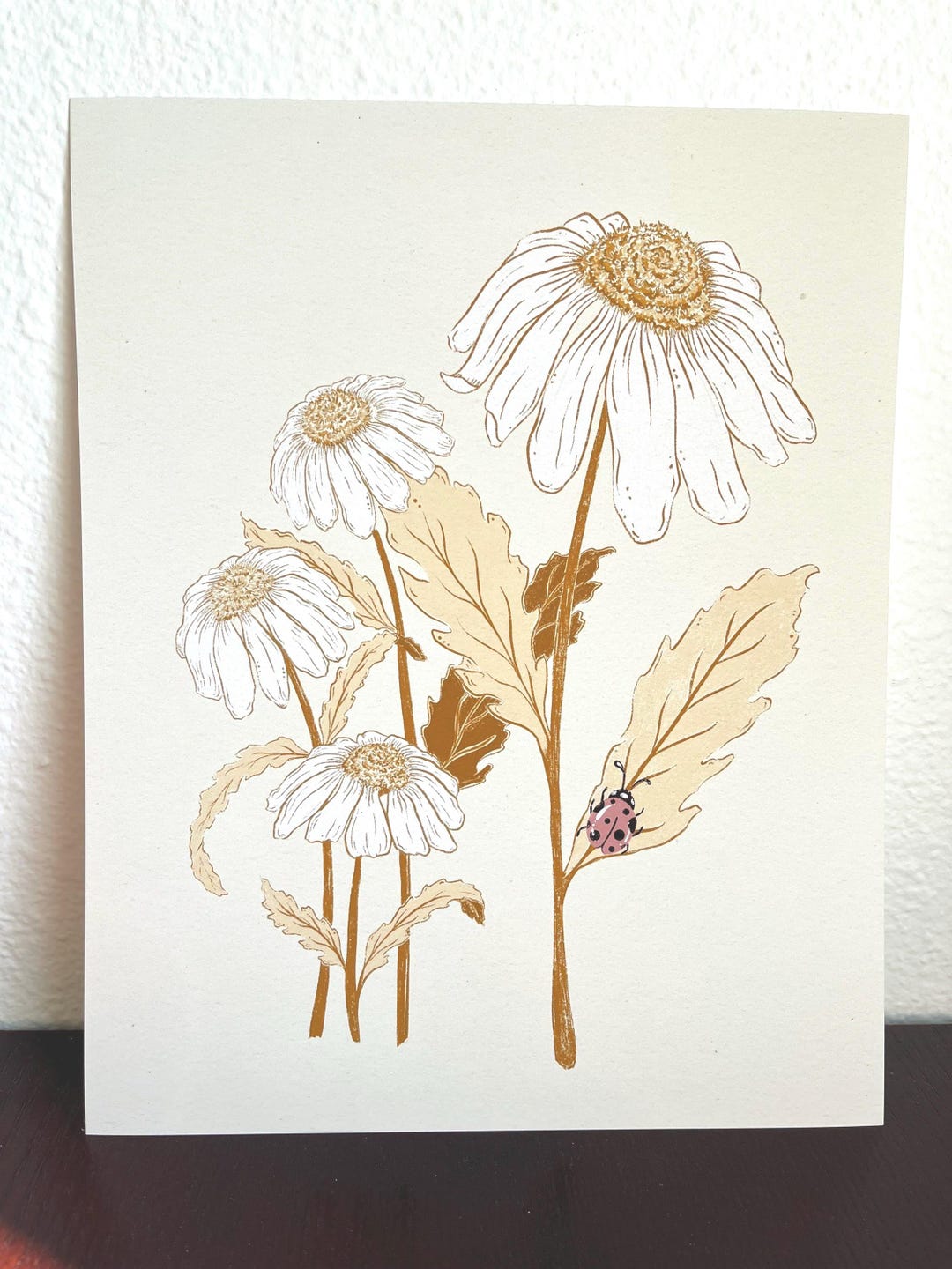 Daisy and Ladybug Art Print: Cottagecore Botanical Illustration - Etsy