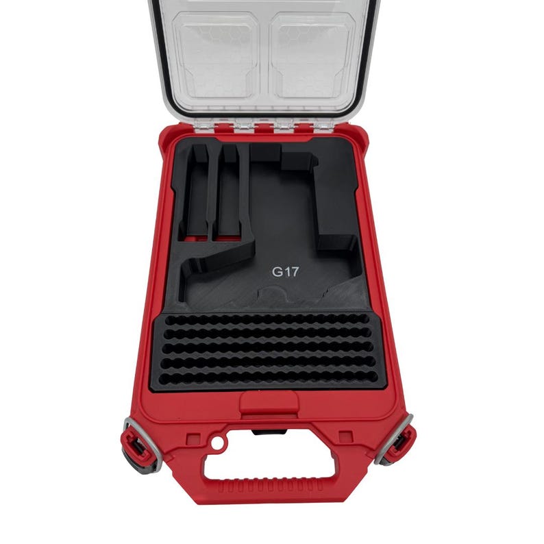 Pistol Insert for Milwaukee Slim Packout Organizer – 3D Printed Handgun Storage with Magazine & Ammo Slots image 1