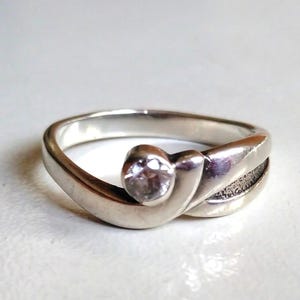 Vintage Russian Silver Ring 925 with Stone, Post-Soviet Minimalist Jewelry, Engagement Ring