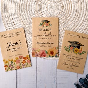 Personalized Plantable Seed Packet/Graduation Wildflower Seed Packets/Class of 2025 Grad Gifts/Bulk Graduation Party Favors/Grad Party Ideas