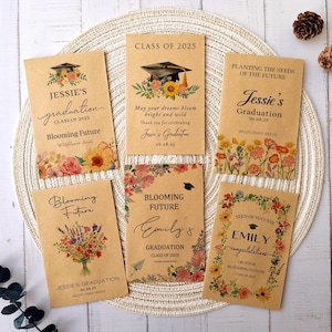 Bulk Graduation Party Favors/Graduation Wildflower Seed Packets/Personalized Graduation Seed Packet/Class of 2025 Grad Gifts/Grad Party Idea