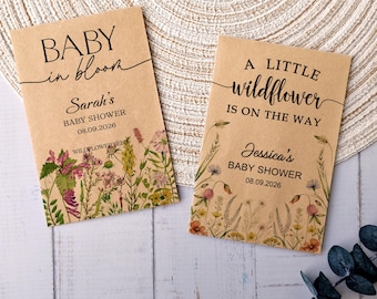 Baby Shower Seed Packets, Bulk Baby Shower Party Favors for Guests, Baby in Bloom Wildflower Seed Favors, Personalized Baby Shower Favors