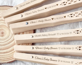 Custom Engraved Wooden Folding Fans Personalized Baby Shower Favors for Guests Bulk Boho Wedding Party Gifts Summer Party Decor