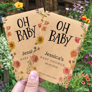 Bulk Baby Shower Favors, Baby in Bloom Wildflower Seed Packets, Birth Announcement Party Favor, Gift for Girl Boy, Seeds Included