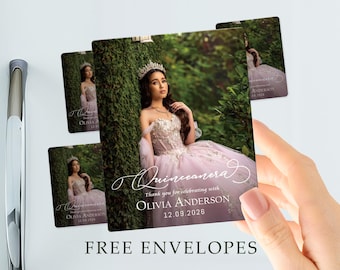 Sweet 16 and Quinceañera Photo Magnet Favors Bulk Mis Quince Años Party Favors Personalized Magnet Save the Date Quinceañera Invitations