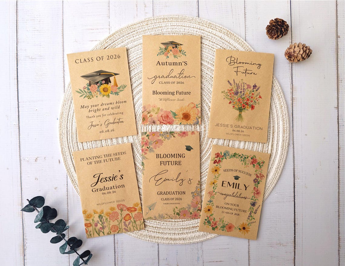 Grad Packet Bulk Graduation Party Favors/graduation Wildflower Seed Packets ...