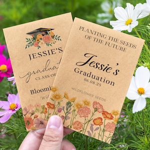 Graduation Wildflower Seed Packets/Personalized Plantable Seed Packet/Class of 2025 Grad Gifts/Bulk Graduation Party Favors/Grad Party Ideas