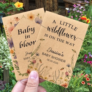 A Little Wildflower is on the Way, Baby in Bloom Seed Packets, Garden Theme Baby Shower Favors for Guests, Baby is Blooming, Seeds Included