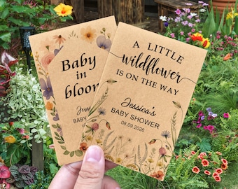 A Little Wildflower is on the Way, Baby in Bloom Seed Packets, Garden Theme Baby Shower Favors for Guests, Baby is Blooming, Seeds Included