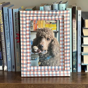 Gingham Fabric Wrapped Picture Frame (5x7” matted to fit 4x6” photos)