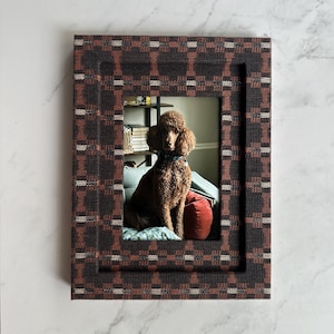 Geo Fabric-Wrapped Picture Frame in Moonless | Fableism 5x7 Matted for 4x6 or 3.5x5 | Gift