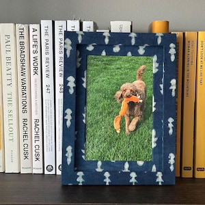 Indigo Shibori Fabric-Wrapped Picture Frame (matted to fit 4x6” photos)