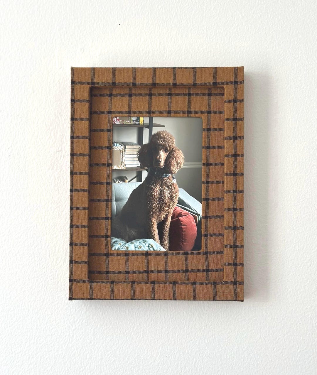 Fabric-wrapped Picture Frame in Butterscotch Checks (5x7” Frame Matted ...