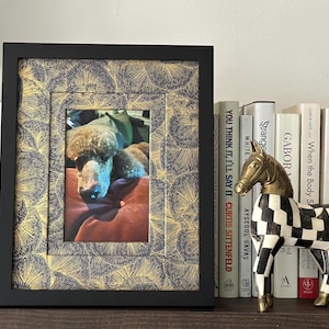 Double Matted Picture Frame in Blue Gold (8x10” matted to fit 4x6” photos)