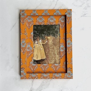 Fabric Frame in Tangerine Sorbet (5x7" matted to fit 3.5x5" or 4x6” photos)