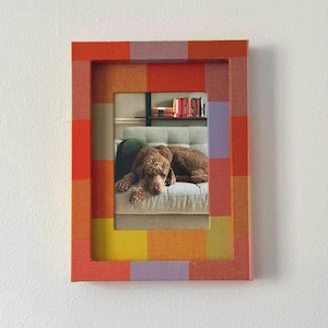 Fabric Picture Frame in Sunset Plaid (5x7” matted to fit 3.5x5" or 4x6” photos)