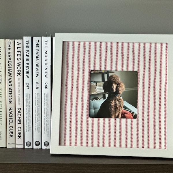 Ticking Striped Matted Picture Frame | Multiple Colorways | 8x8” matted to fit 4x4” photos