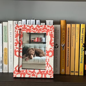 Coral Fabric-Wrapped Picture Frame (matted to fit 4x6” photos)