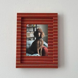 Fabric Picture Frame in Ruby Stripe | 5x7" matted for 3.5x5" or 4x6” photos
