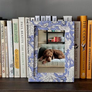 Powder Blue Floral Fabric-Wrapped Picture Frame (matted to fit 4x6” photos)