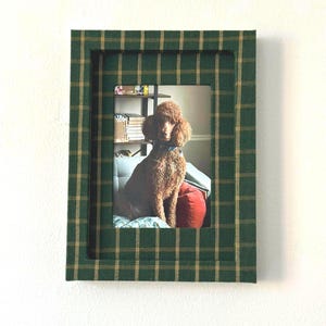 Fabric Frame in Evergreen Check | 5x7" matted to fit 3.5x5" or 4x6" photos