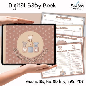Digital Baby Memory Book | 100+ Page Hyperlinked PDF | Baby’s First Year Journal | Goodnotes | Notability | iPad Baby Scrapbook | Toy Theme