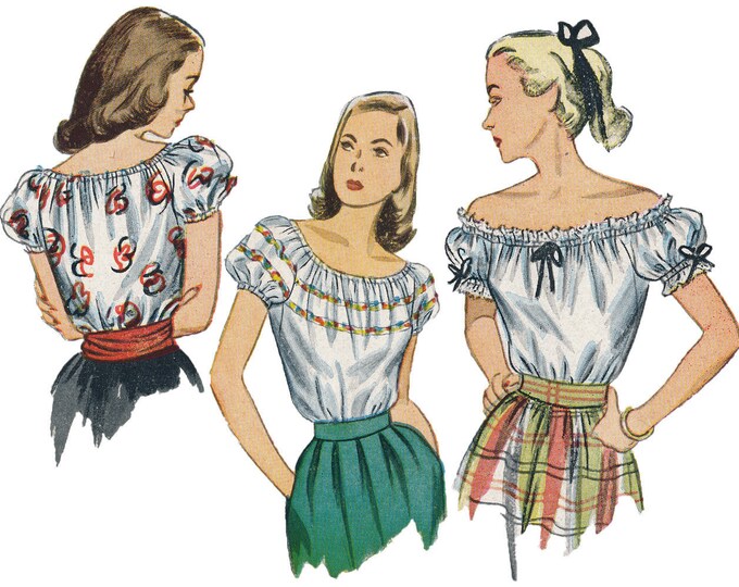 Vintage 1940s Peasant Blouse Sewing Pattern by Simplicity Etsy