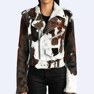 Benutzerdefinierte Rindsleder Bikerjacke: Hair-On-Hide Cowgirl Style