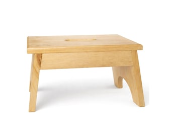 Handmade Single Step Wooden Stool with Finish - solid wood step stool - varnished wood stool - bathroom sink booster - kitchen helper stool
