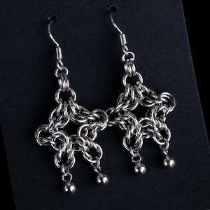 STARLIGHT Gothic Chainmail Earrings, Stainless Steel Medieval Fantasy Jewelry, Handcrafted