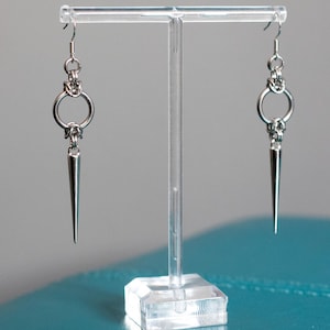 PUNCTURE Gothic Chainmail Earrings, Stainless Steel Medieval Fantasy Jewelry, Handcrafted