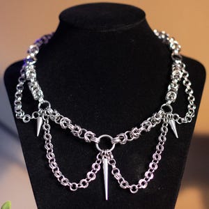 Aura Halskette Handgefertigte Gothic Kette, Edelstahl, Fantasy Mittelalter, Chainmaille Schmuck