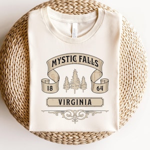 Mystic Falls Virginia PNG, Retro Vampire Town Sublimation, Fictional Town Graphic, TV Show Fan Gift, Goth Fandom Digital Download