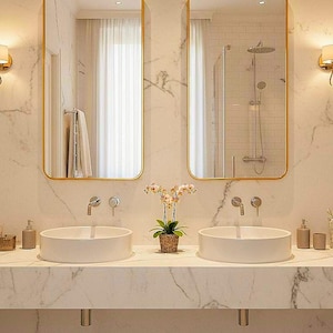 Modern Brass Rectangle Mirror – Luxury Bathroom & Vanity Wall Mirror