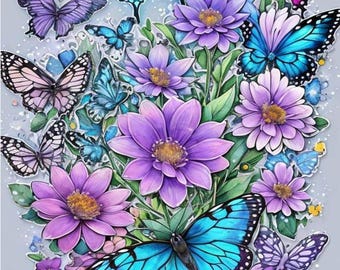 Butterfly Diamond Painting Kit for Adults, 5D Full Drill Diamond Art, DIY Butterfly Gem Craft, Colorful Wall Decor, 12x16
