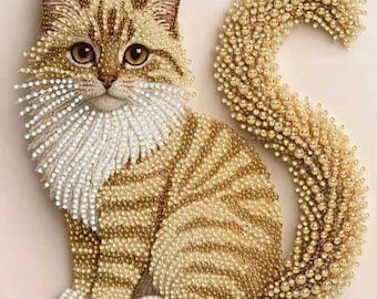 Cat Diamond Painting Kit, 5D Special Shape Animal Gem Art, DIY Diamond Dot Craft for Beginners, Cute Cat Wall Decor, 12x12 Inch