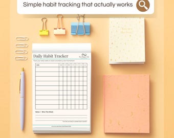 May include: A printable daily habit tracker with a grid to track habits for a week. The tracker has the text "Daily Habit Tracker" and "Track your daily habits to build consistency and momentum". The tracker is on a white background with a green border. The text "https://nextchaptertools.etsy.com" is at the bottom of the page.